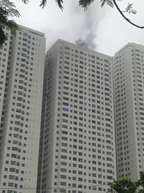 Vụ hỏa hoạn xảy ra trước đó tại tòa nhà HH4A Linh Đàm.