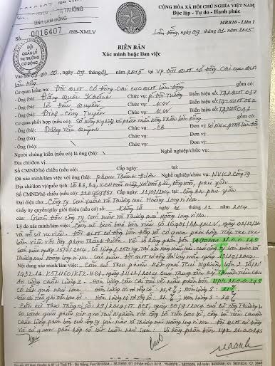 Biên bản của QLTT Lâm Đồng thể hiện lấy kết quả kiểm định của phân NPK 21-0-0-24S để hợp thức hoá cho phân SA GANA 21 – 0 – 0 – 24S không đạt chất lượng.