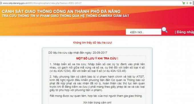 Công an Đà Nẵng lập trang tra cứu thông tin vi phạm giao thông