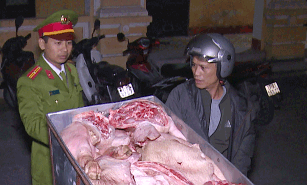 Phát hiện, thu giữ 200kg thịt lợn bốc mùi đang đến nhà hàng