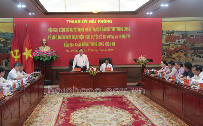 Ban Bí thư Công bố Quyết định kiểm tra công tác tổ chức, cán bộ tại Hải Phòng