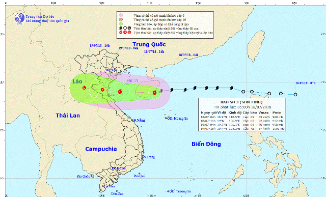 Bão số 3 giật cấp 11 tiến nhanh vào vùng bờ biển từ Thái Bình đến Hà Tĩnh