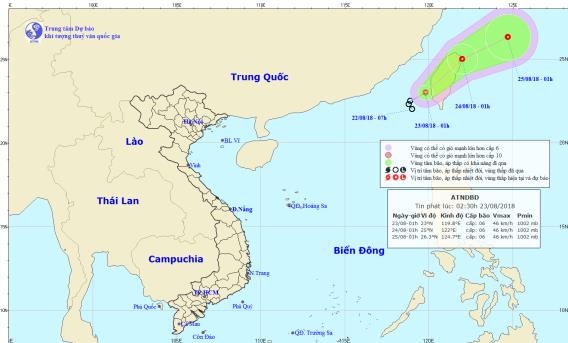 Xuất hiện áp thấp nhiệt đới trên biển Đông