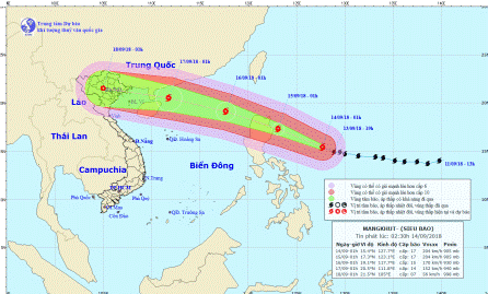Siêu bão Mangkhut giật trên cấp 17, đang áp sát biển Đông