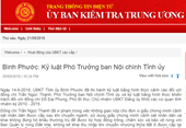 Kỷ luật cảnh cáo Phó Trưởng ban Nội chính Tỉnh ủy Bình Phước