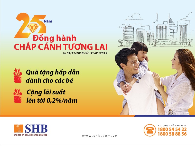 SHB tặng thêm lãi suất 0,2 năm cho khách hàng mở sổ tiết kiệm tình yêu cho con