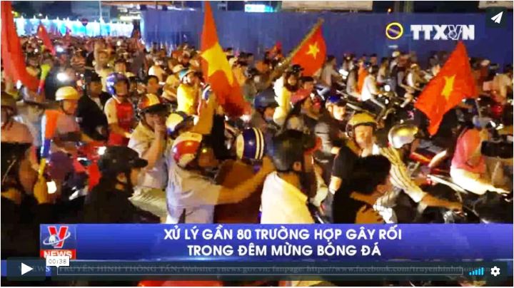 Xử lý gần 80 trường hợp gây rối trong đêm mừng bóng đá