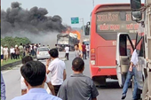 Xe chở xăng dầu cháy ngùn ngụt trên cao tốc Hà Nội –Thái Nguyên