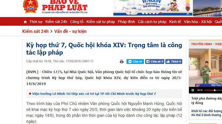 Báo Bảo vệ pháp luật thông tin nhiều vấn đề thời sự nóng