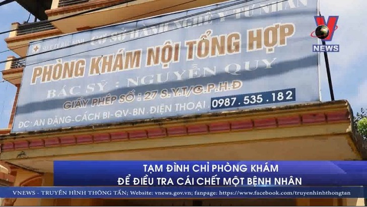 Tạm đình chỉ phòng khám để điều tra cái chết của một bệnh nhân