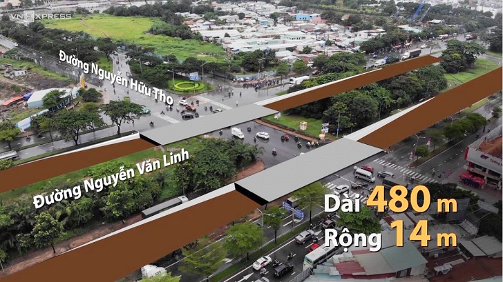 Dự án hầm chui hơn 800 tỷ đồng ở nút giao Nguyễn Văn Linh - Nguyễn Hữu Thọ