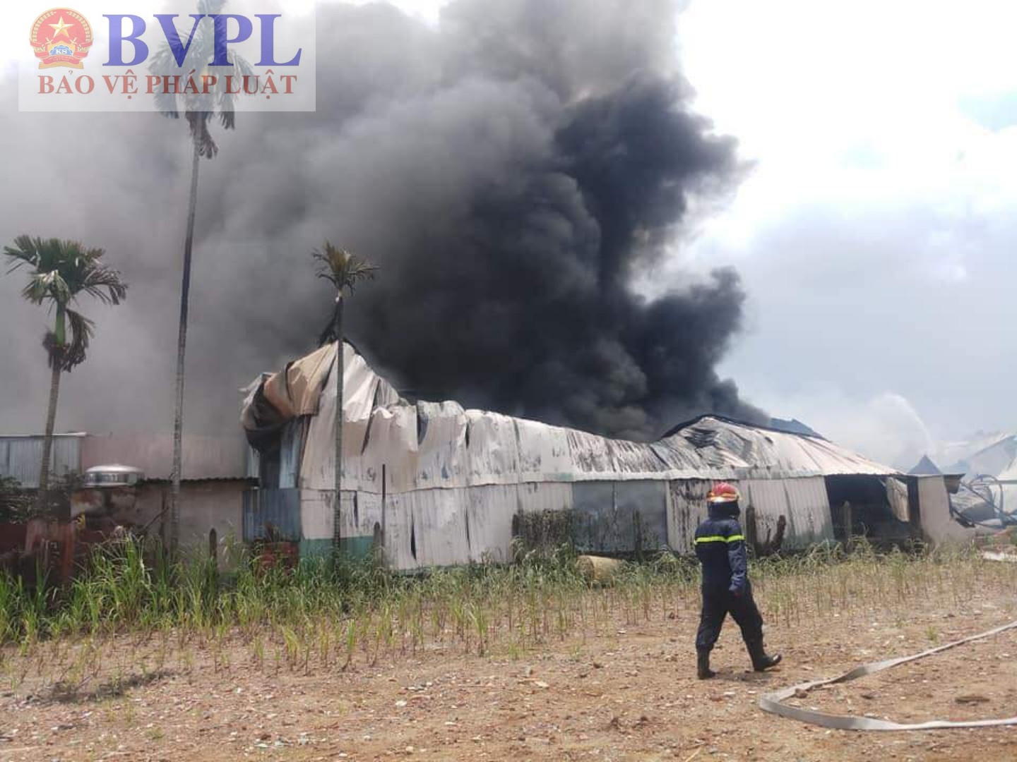 Lửa bao trùm, khói đen ngút trời vụ cháy nhà xưởng