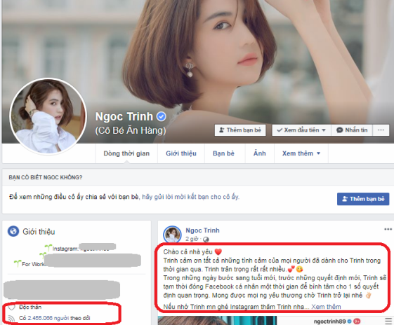 Ngọc Trinh gây sốc tạm đóng Facebook để làm điều này, dân mạng nói gì
