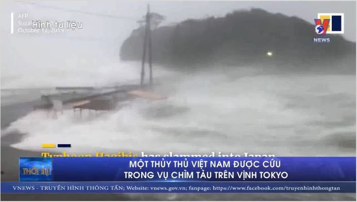 Một thủy thủ Việt Nam được cứu trong vụ chìm tàu trên vịnh Tokyo