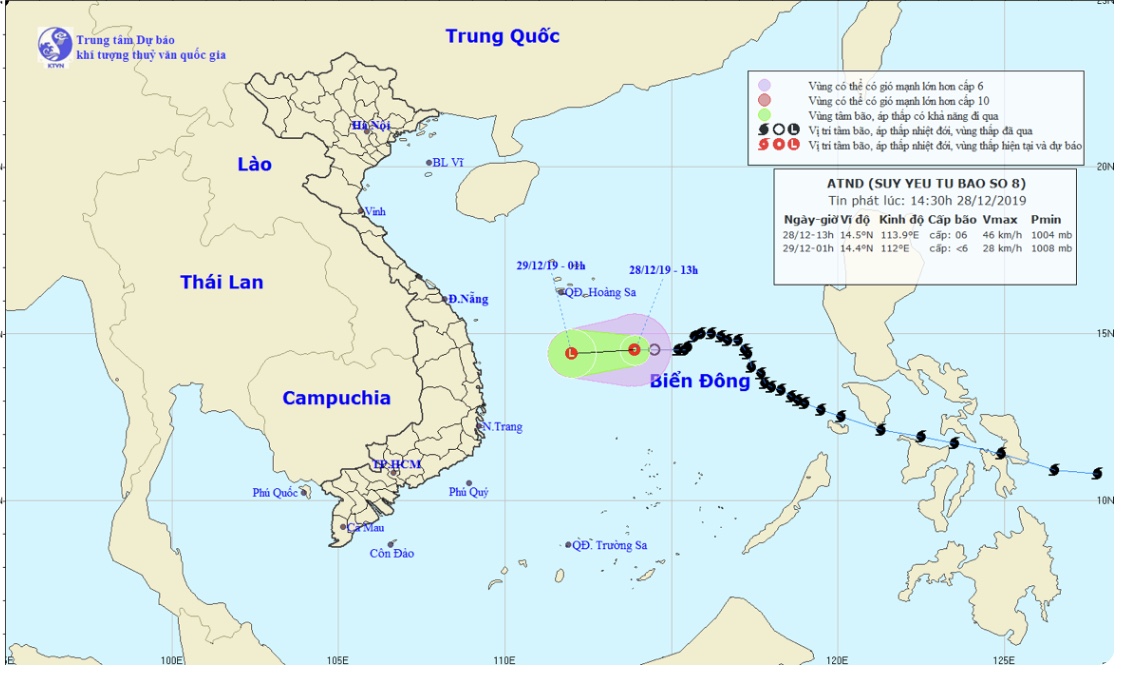 Bão số 8 suy yếu thành áp thấp nhiệt đới và tan dần