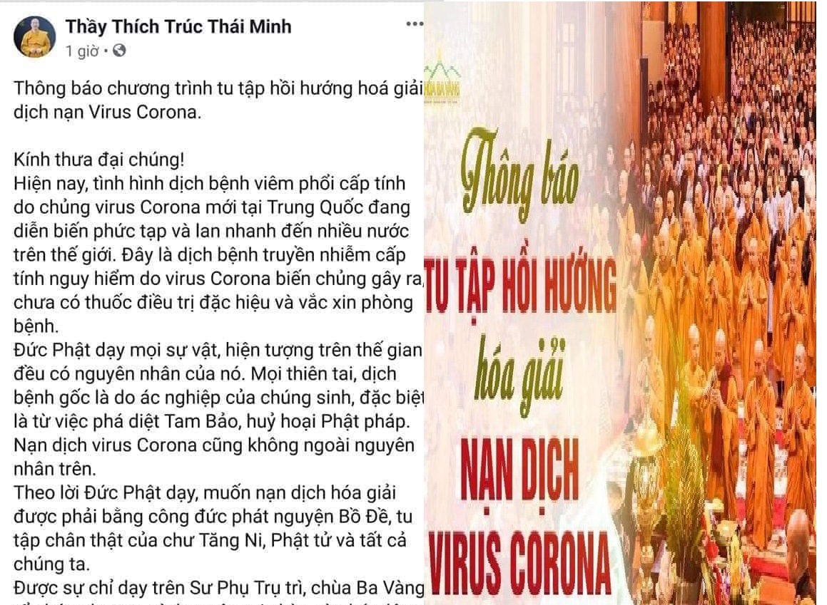 Trụ trì chùa Ba Vàng lại gây sốc khi bày cách hóa giải dịch cúm virus Corona