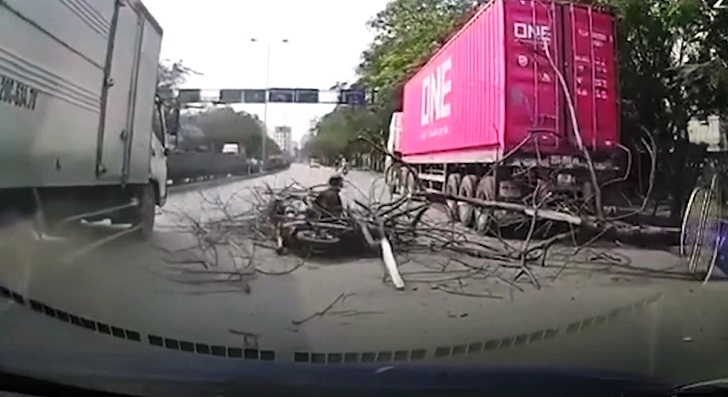 Cây khô bật gốc trúng người đi đường