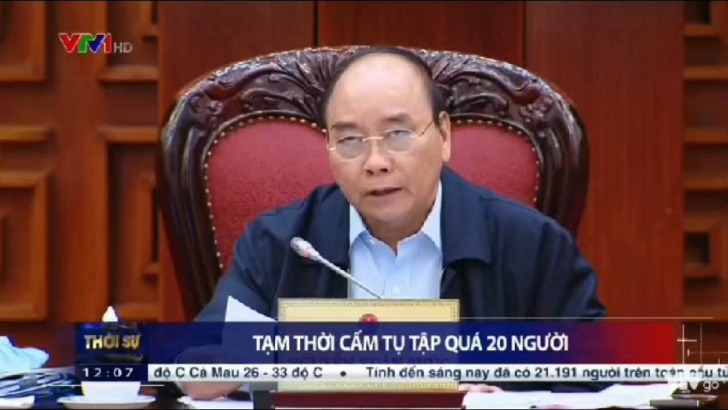 Thủ tướng chỉ đạo tạm thời cấm tụ tập quá 20 người