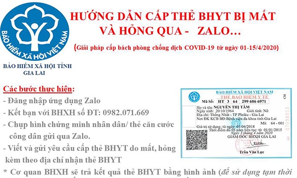 BHXH tỉnh Gia Lai Cấp thẻ BHYT qua mạng xã hội Zalo