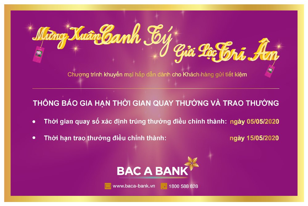 Thông tin mới nhất về chương trình khuyến mại “Mừng xuân canh tý – gửi lộc tri ân” của Bắc Á Bank
