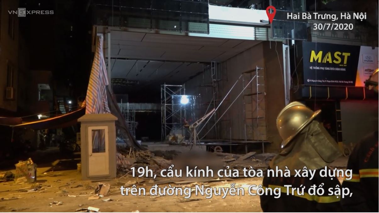 Hiện trường sập giàn cẩu kính làm 3 người chết