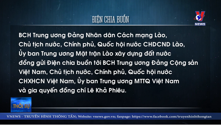Điện chia buồn nguyên Tổng Bí thư Lê Khả Phiêu từ trần