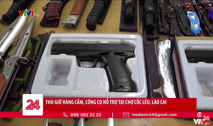 Thu giữ hàng cấm, công cụ hỗ trợ tại chợ Cóc Lếu, Lào Cai