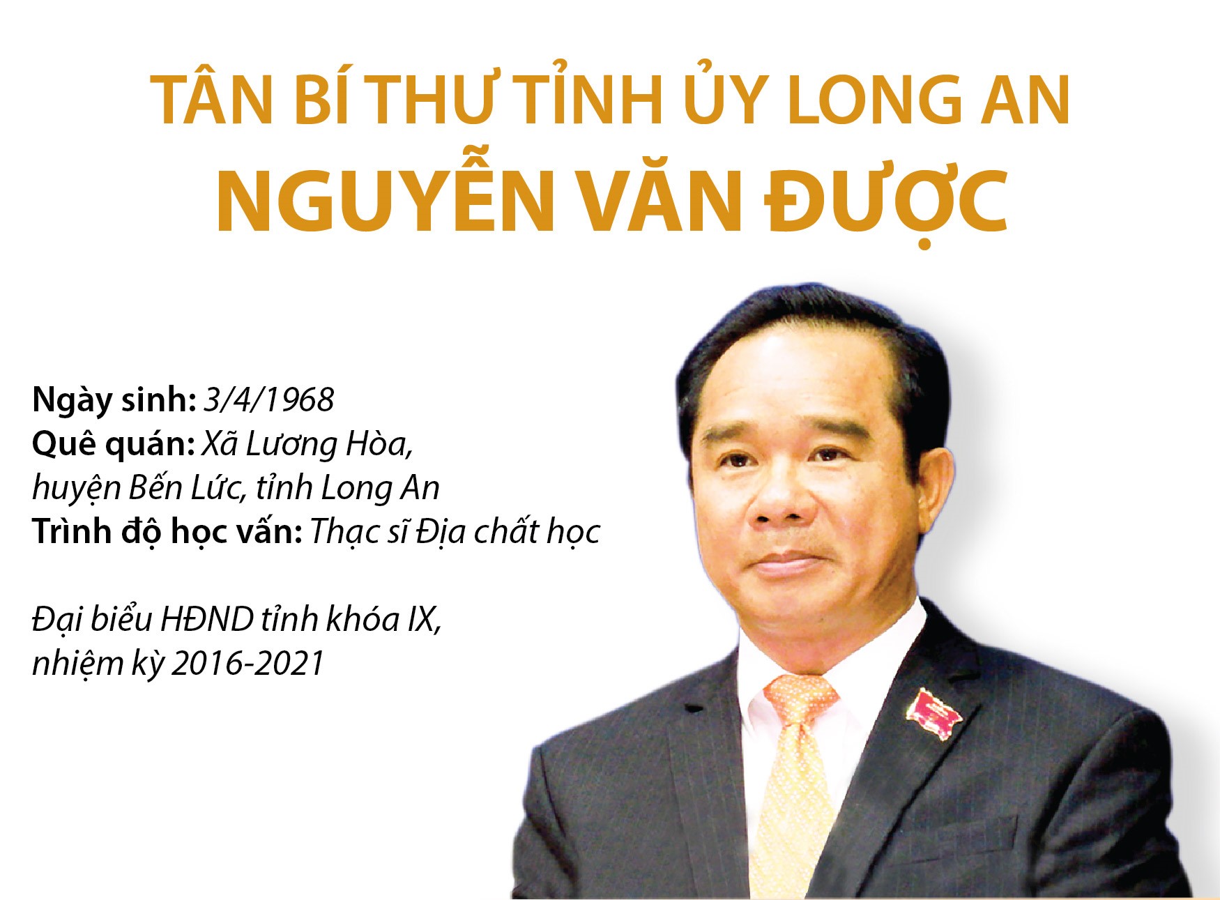 Tân Bí thư Tỉnh ủy Long An Nguyễn Văn Được