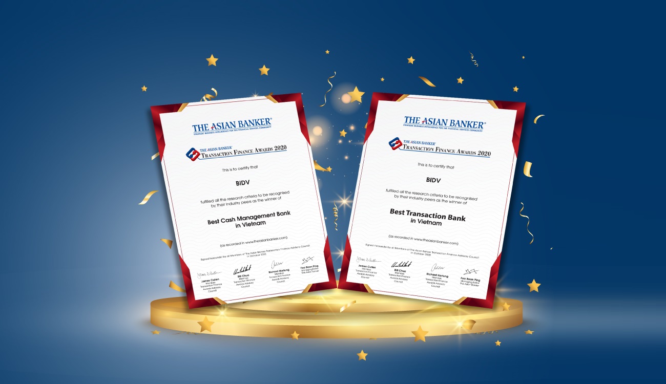 BIDV được vinh danh “Ngân hàng giao dịch tốt nhất Việt Nam” và “Ngân hàng quản lý tiền tệt tốt nhất Việt Nam”