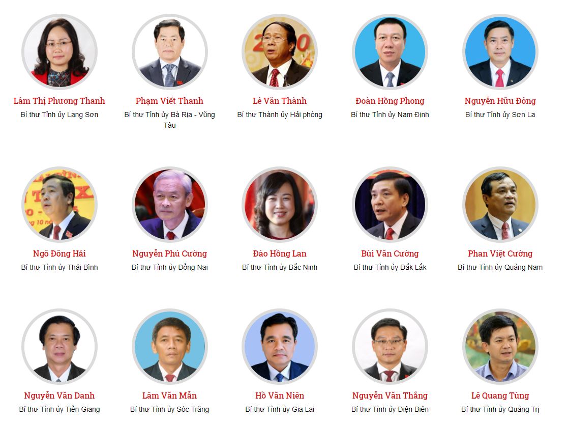 20 Bí thư Tỉnh ủy, Thành ủy lần đầu đắc cử