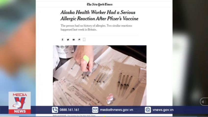 Mỹ ghi nhận ca dị ứng nghiêm trọng với vaccine ngừa COVID-19