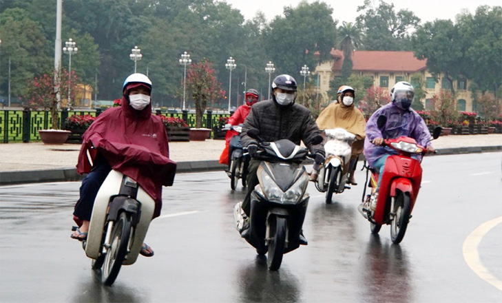 Miền Bắc mưa rét do không khí lạnh tràn về