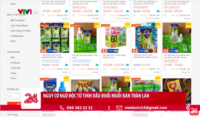 Nguy cơ ngộ độc từ tinh dầu đuổi muỗi bán tràn lan