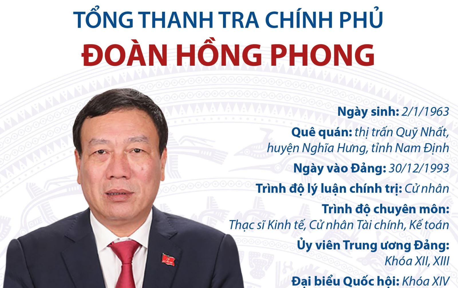 Ông Đoàn Hồng Phong giữ chức Bí thư Đảng ủy Thanh tra Chính phủ