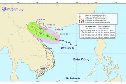 Áp thấp nhiệt đới mạnh lên thành bão số 2 hướng vào Vịnh Bắc Bộ