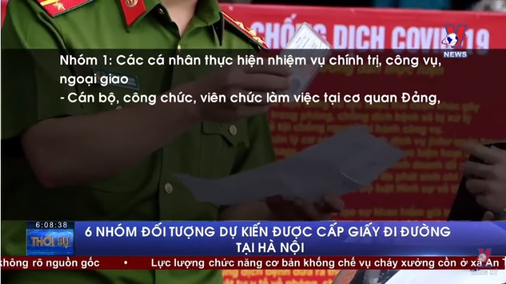 6 nhóm đối tượng dự kiến được cấp giấy đi đường tại Hà Nội
