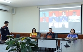 Sinh viên Trường Đại học Kiểm sát Hà Nội thực hành diễn án trực tuyến