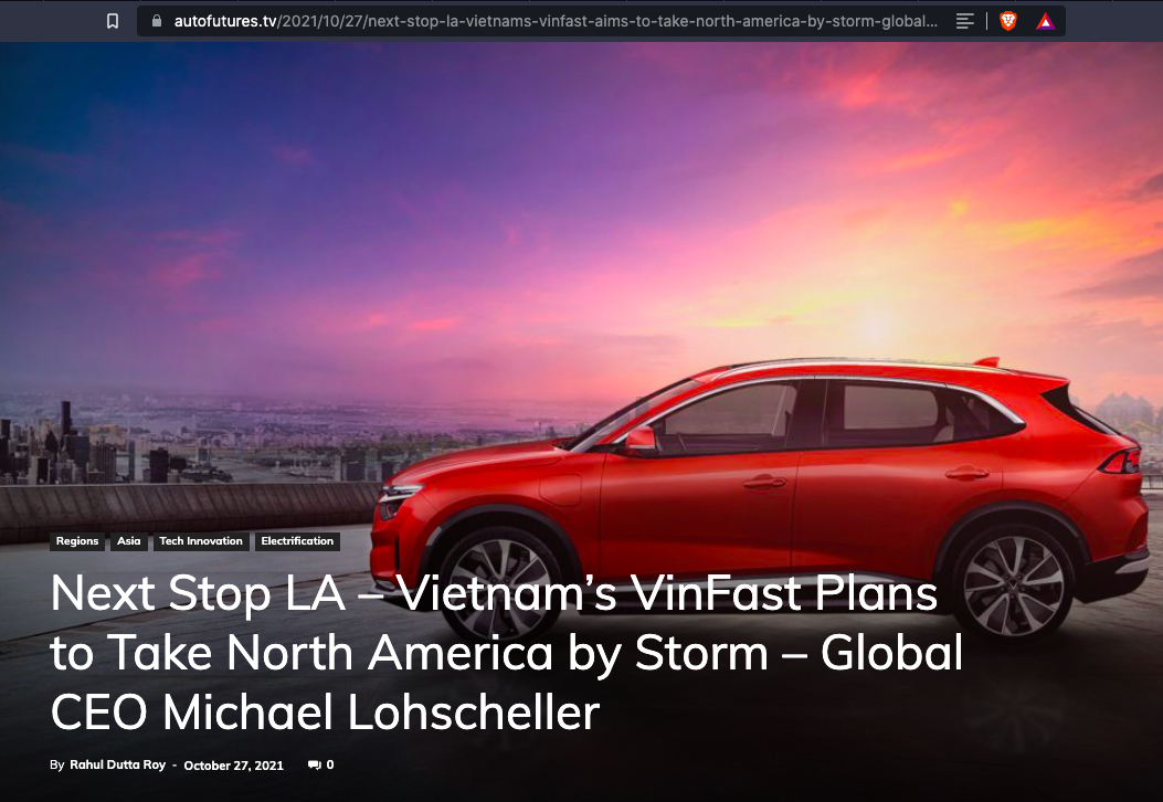 Báo quốc tế VinFast từ kẻ đến sau thành người tiên phong trên hành trình xe điện