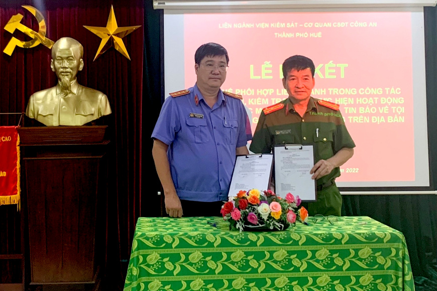 VKSND và Cơ quan CSĐT Công an TP Huế ký Quy chế phối hợp liên ngành