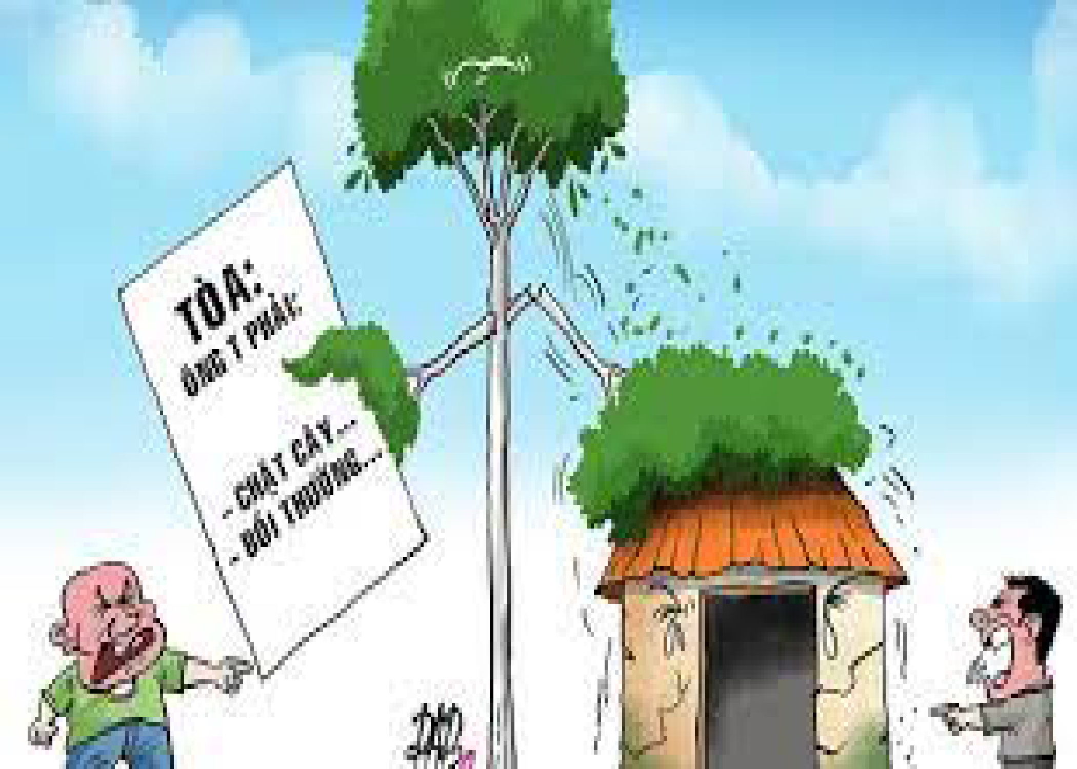 Kiện nhau ra tòa vì  trồng cây gãy đổ sang nhà hàng xóm