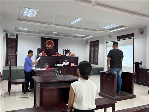 VKSND quận Dương Kinh ứng dụng công nghệ thông tin trong phiên tòa xét xử vụ án hình sự