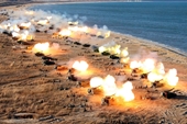 Triều Tiên bắn 130 quả đạn pháo đáp trả cuộc tập trận bắn đạn thật chung Mỹ - Hàn