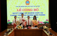 TAND cấp cao tại Hà Nội bổ nhiệm Chánh toà Toà Kinh tế và hai Phó Chánh Văn phòng