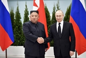 Hai nhà lãnh đạo Nga - Triều Tiên hội đàm tại sân bay vũ trụ Vostochny