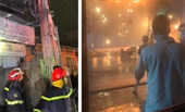 Cháy dữ dội một cửa hàng sửa chữa xe máy ở Thanh Oai
