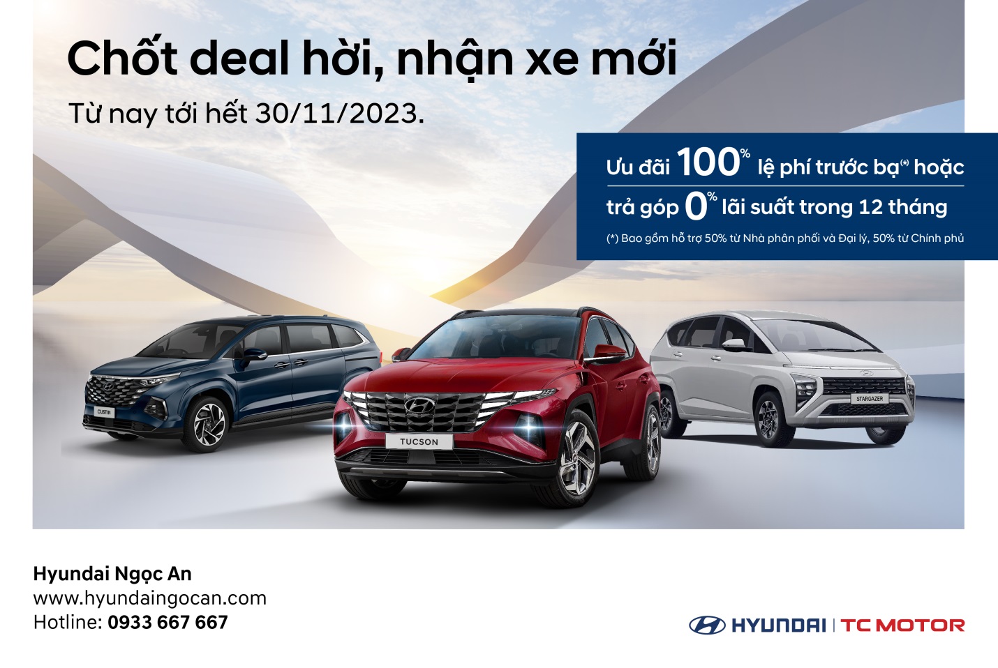Hyundai Ngọc An triển khai ưu đãi cho khách hàng mua xe trong tháng 11