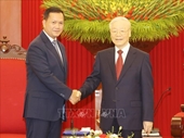 Tổng Bí thư Nguyễn Phú Trọng tiếp Thủ tướng Campuchia Samdech Hun Manet