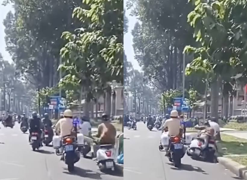 Xác minh CSGT đạp nam thanh niên đi xe máy ngã xuống đường
