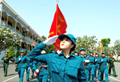 92 nữ dân quân TP HCM xuất quân huấn luyện diễu binh kỷ niệm chiến thắng Điện Biên Phủ