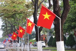 Phố phường Đà Nẵng rực rỡ sắc đỏ mừng ngày lễ lớn